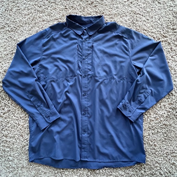 Under Armour Tide Chaser 2.0 XL Button Up‎ Shirt Long Sleeve Blue Mens Heat Gear - Picture 2 of 5